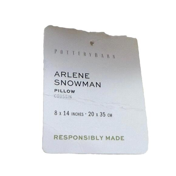 Pottery Barn Cozy- Arlene Snowman-Shaped Pillow Christmas Winter New with Tags - Picture 6 of 6